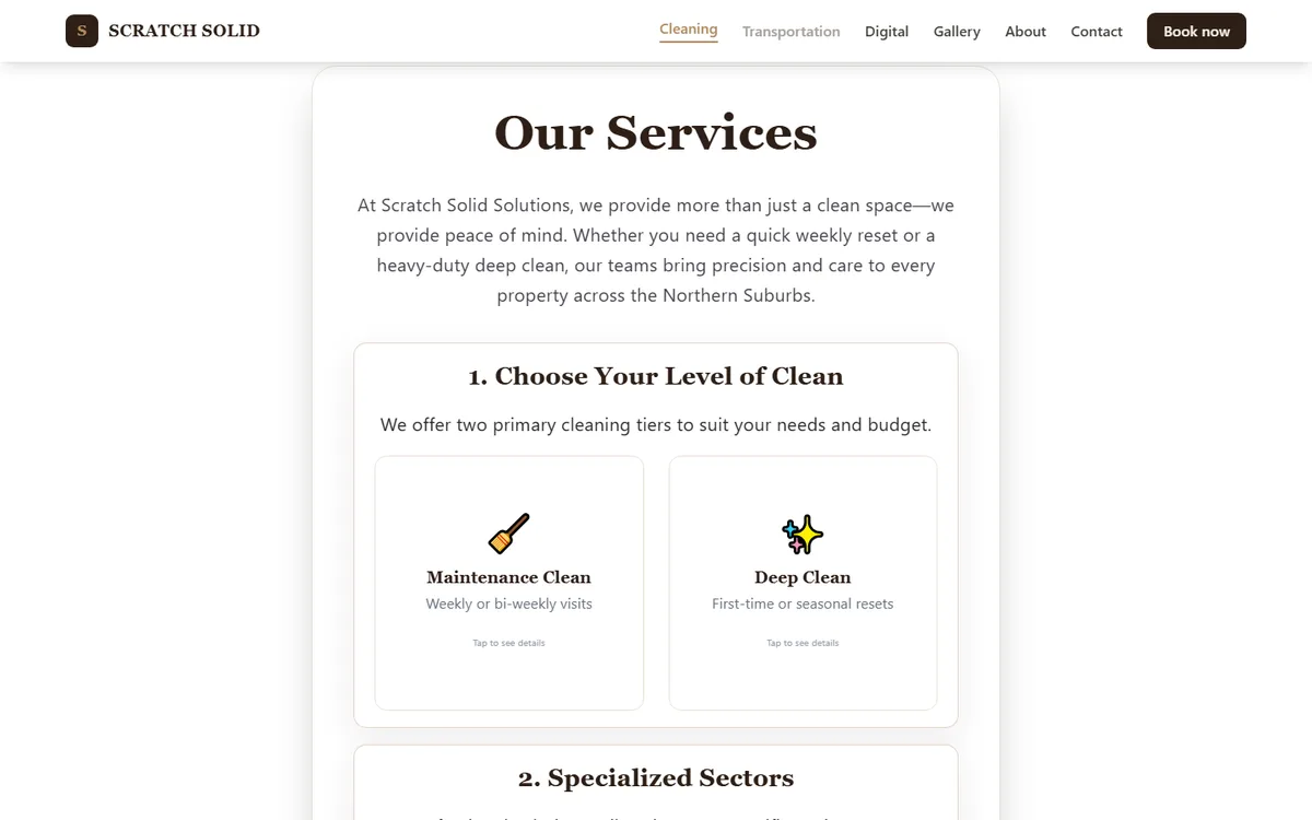 Scratch Solid Solutions cleaning services page