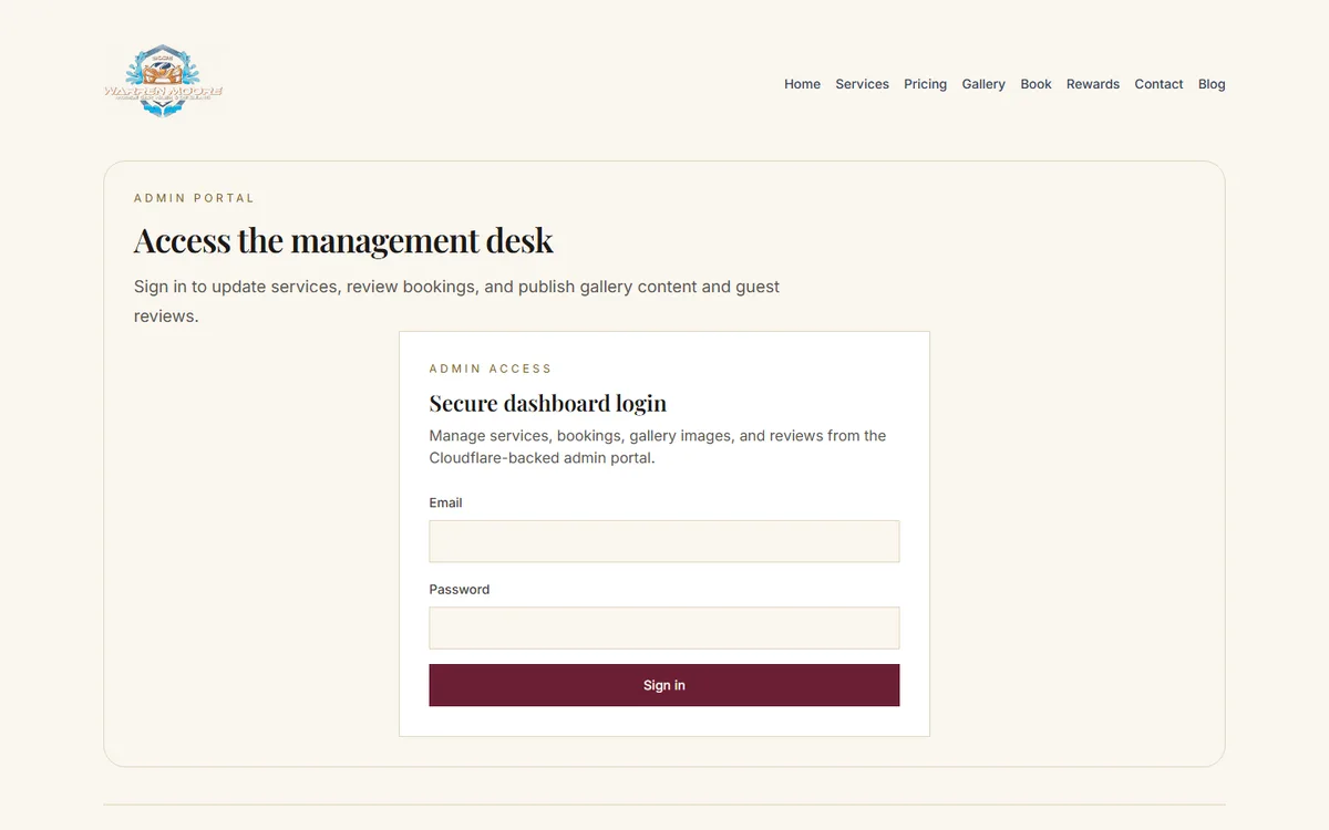 Warren Moore admin portal secure login